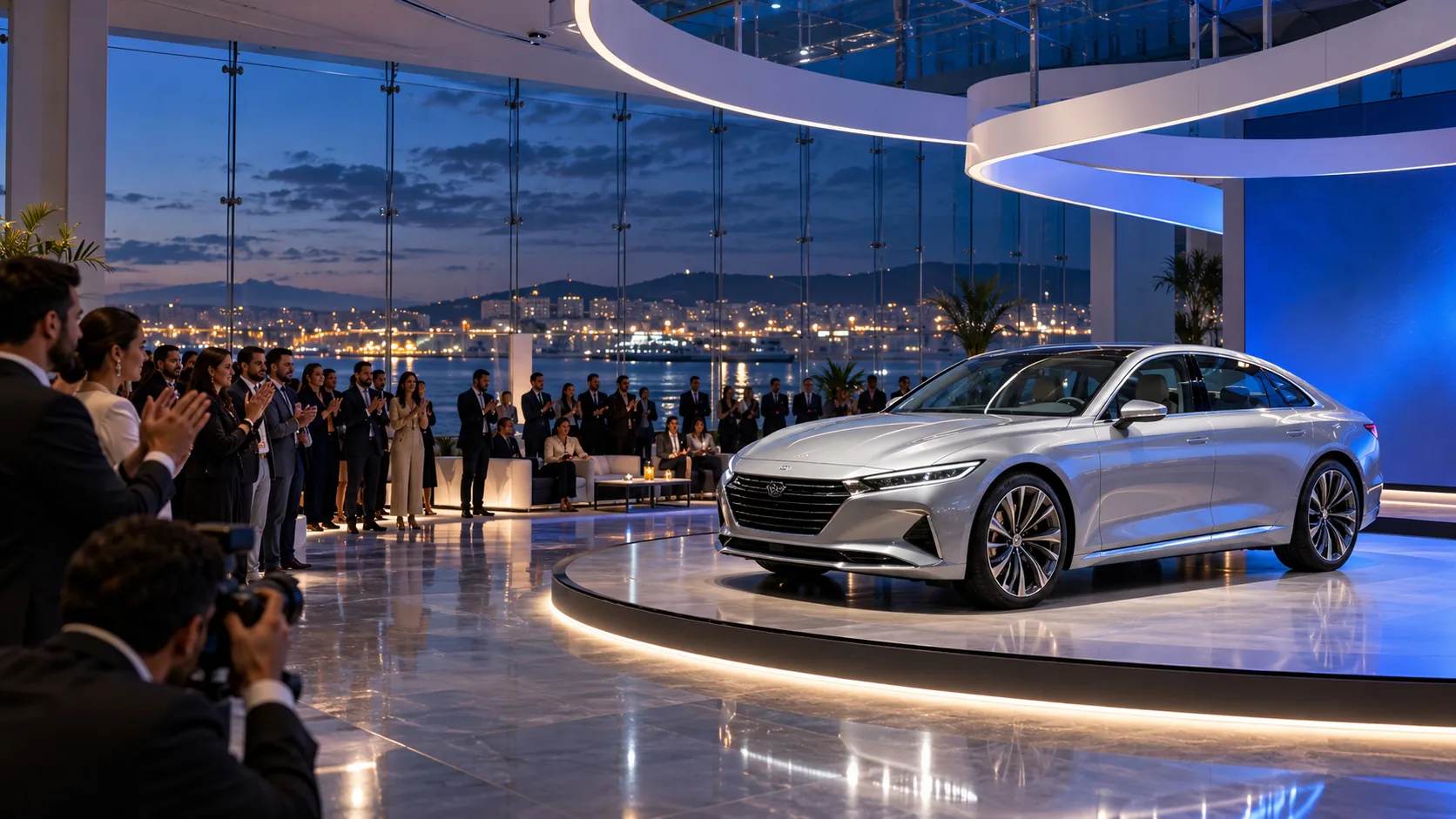 Concept visuel de lancement de produit et réception corporate
